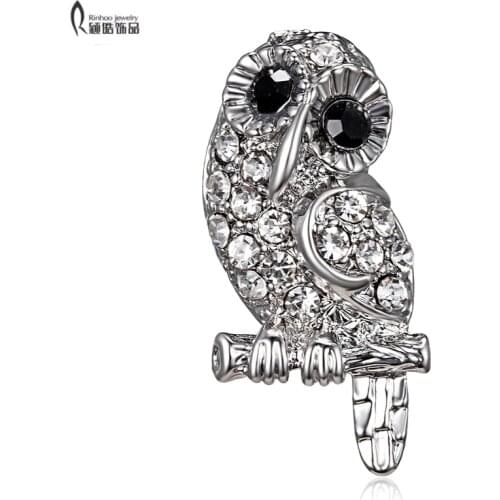 Fashion Animal Owl Crystal Rhinestones Brooches Antique Brooch Pins for Women Wedding Bride Jewelry For Women