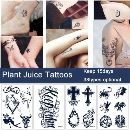 Plant Juice Temporary Tattoo Sticker Waterproof Durable Herbal Gardenia Blue Tattoos Fashion Women Girls Arm Leg Chest Body Art
