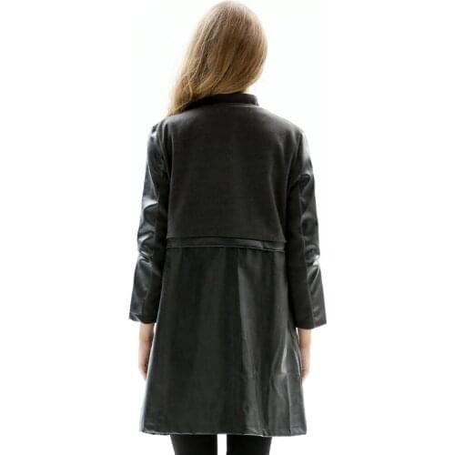 Spring Women 2020 New Autumn Faux Leather Coat Woolen Long Jackets Plus Size PU Jacket JR1705 KJ2496