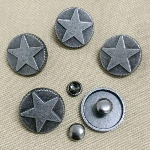 New Coming 50PCS 16MM Antique Silver Round Star Studs Rivet Punk Bottom Star Studs Spike Shoes Belt Bag Accessorie Leather Craft