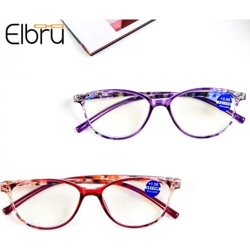 Elbru Spring Leg Printed Reading Glasses Anti Blue Light Goggles High Definition Lens Presbyopic Eyeglasses Diopters +1.0 to+4.0