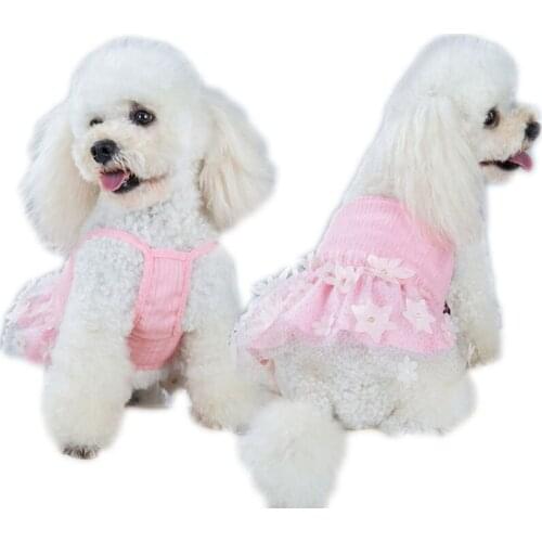 Sexy Pink Floral Summer Dress For Dogs Pet Knitted Tutu Dress Sling Vest Skirt For Small Dogs Chihuahua Princess Weeding Dresses