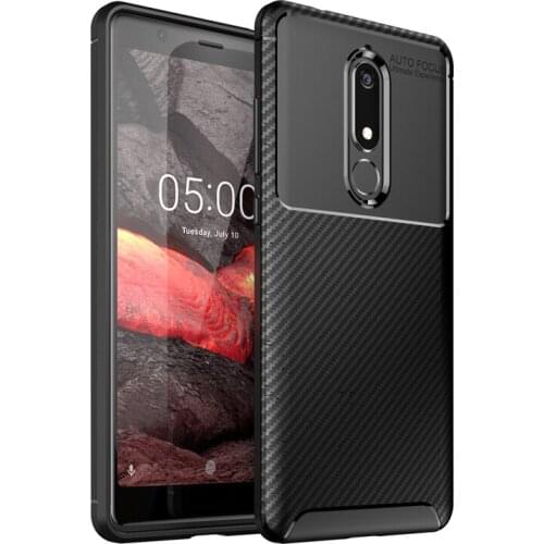 Luxury Anti-fall TPU Carbon Fiber Phone Back Cover Frosted Concise Smart Phone Protective Case for Nokia 5.1