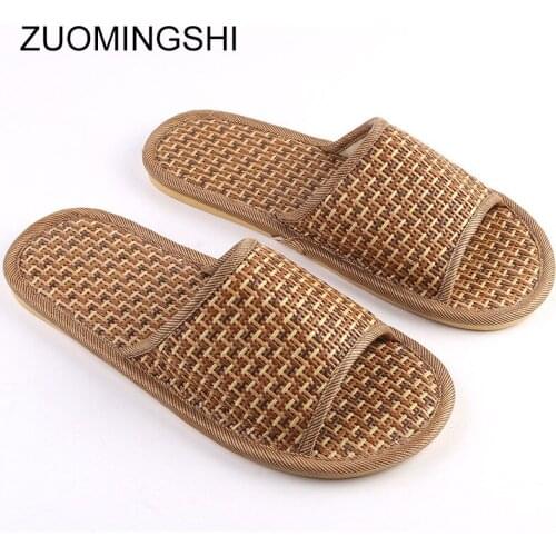 Rattan Slippers Mens Weave Summer Cool Slippers Mans Shoes