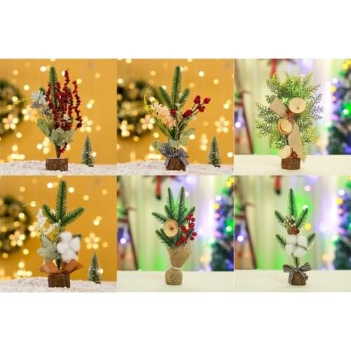 Christmas Mini Potted Christmas Tree Tabletop Artificial Plant Ornament for Home Window Decoration Pot Plants Crafts