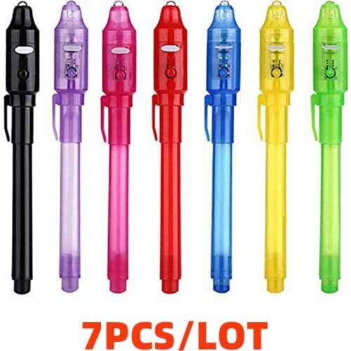 Invisible Ink Pen Secrect Message pens 4/7/14Pcs/lot 2 In 1 Magic Light Pen for Drawing Fun Activity Kids Party Favors Gift DIY