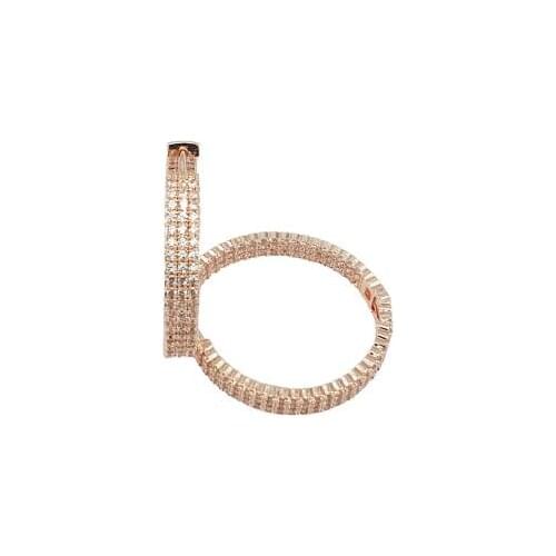 Zircon Cubic Zirconia Hoop Earrings Rose
