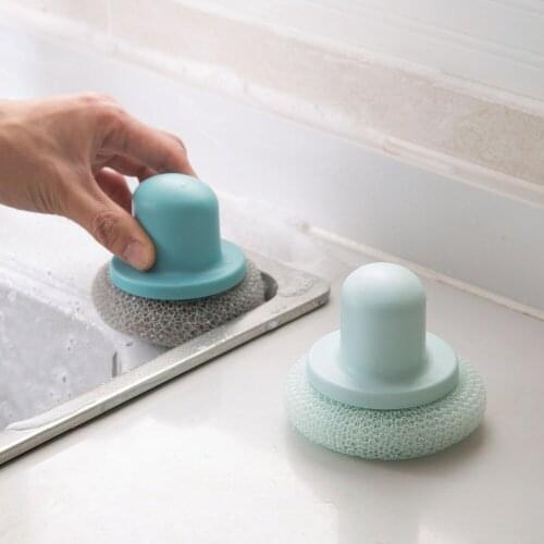OTHERHOUSE Kitchen Cleaning Brush With 2Pcs Magic Sponge Eraser Washing Pot Pan Glass Dish Brush Bathroom Kitchen Cleaning Tool