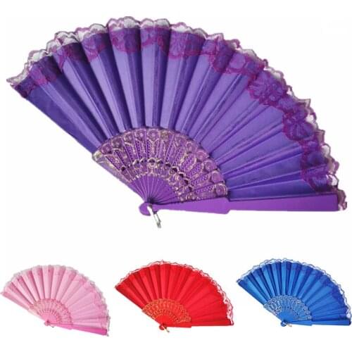 Party Wedding Prom Silk Lace Fans Chinese Style Folding Dance Fans Chinese Art Craft Gift Home Ornaments Women Girl Photo Prop