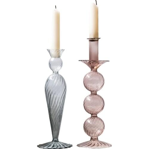 Glass Candle Holder For Home Decorations Candlestick Candelabros Vintage Candle Stand Wedding Decoration Candle Holder