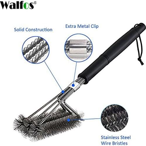 Walfos High Quality Practical Grill Cleaning Brush BBQ Tool Grill Brush Stainless Steel Brushes Accessories BBQ Supplies