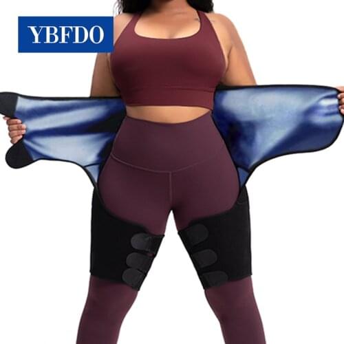 YBFDO 2021 New Silver coating Weight Loss Waist Trainer Fat Burning Sweat Sauna Shapewear Adjustable Thigh Trimmer Butt Lifter