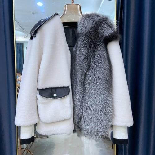 YEBOTISSY Silver Fox Fur Coats
