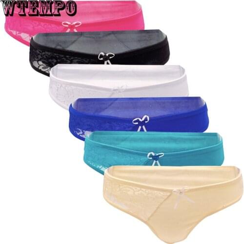 6 PCS/Set Lace Sexy Panties Women Transparent Seamless Cotton G-String Underpants Briefs Woman Pantys Underwear Lingerie Ladies