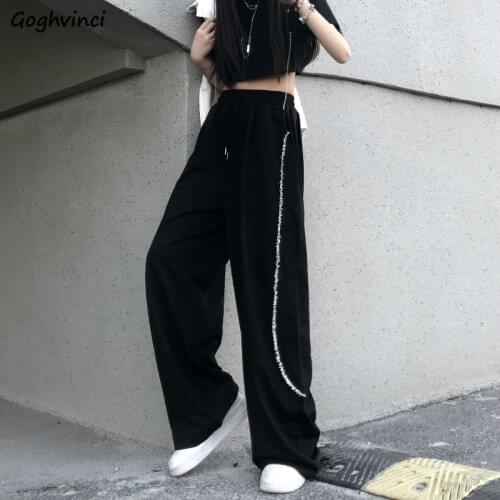 High Street Wide-leg Pants Women Harajuku Retro Baggy High-waist Black Straight Trousers BF Slim Ulzzang Outwear Design Hipsters