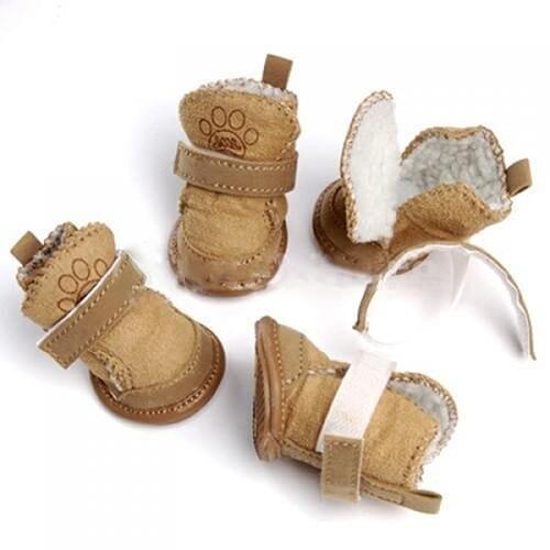 Pet Dog Winter Anti-Skid Comfy Walking Warm Cozy Berber Fleece Shoes Snow Boots