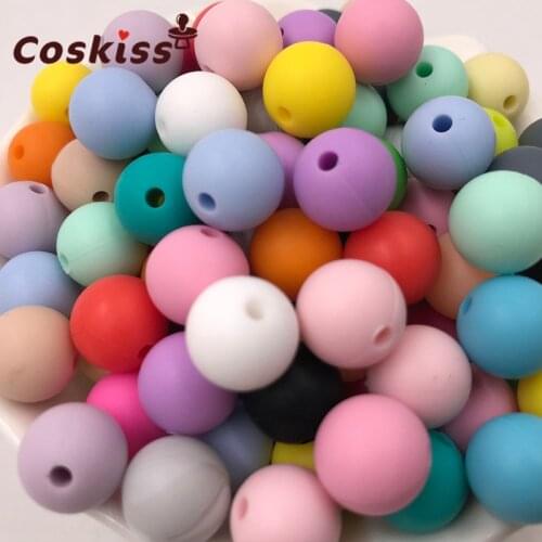 100pc Silicone Baby Teething Teether Beads 15mm Safe Food Grade Care Chew Round Silicone Beads Necklace
