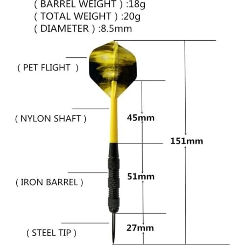 12pcs Professional Darts Steel Tips Nylon Shafts Flight for Electronic Dartboard 448D