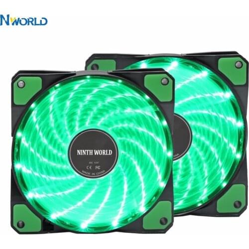 12VDC 3P IDE 4pin 120mm PC Computer 16dB Ultra Silent 15 LEDs Case Fan Heatsink Cooler Cooling Anti-Vibration Rubber,12CM Fan