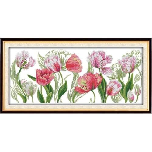 14/16/18/27/28 11CT Embroidered Cloth Sewing Manual diy Cross Stitch Kit Spring Tulip Wholesale Decorative Painting