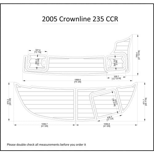 2005 Crownline 235 CCR Swim Platform Pads Pad Boat EVA Teak Decking 1/4" 6mm