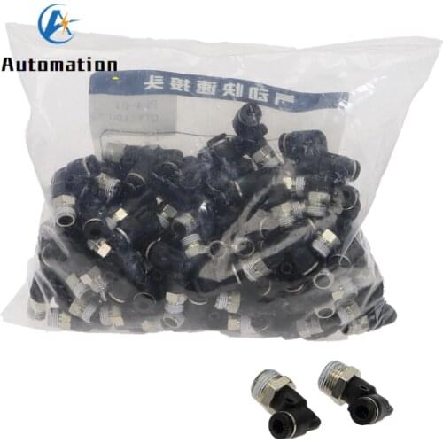 50pcs Lot PL Elbow 90 degrees 4-M5 6-M5 Air Connector Pneumatic Fitting Quick Fittings 1/8" 1/4" 3/8" 1/2" Male Thread Push In