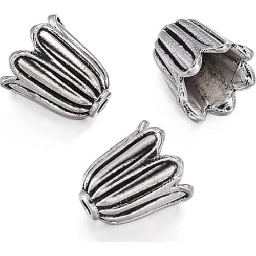 500pcs 10x10mm Flower Bead Caps End Bead Caps Jewelry Findings Cadmium Free & Lead Free Antique Silver Color Hole: 1mm