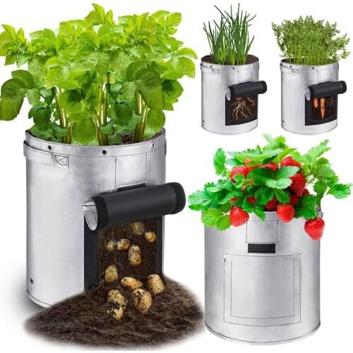 7/10 Gallon Non-Woven Plant Grow Bags Waterproof Open-door Potato Planting Bags Garden Greenhouse Vegetable Flower Pot Jardin