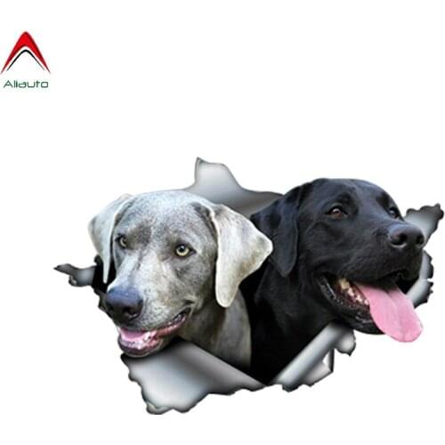 Aliauto Brown and Silver Labrador Car Sticker Torn Metal Automobiles Motorcycle Tuning Decor Pet Dog Vinyl Decal,13cm*9cm