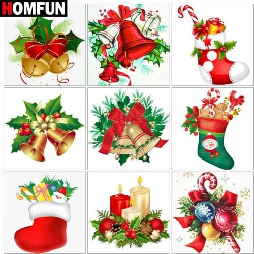 HOMFUN Diy 5d Diamond Painting "Christmas Bells sock" Cross Stitch Square Round Diamond Embroidery Handwork Rhinestone Art
