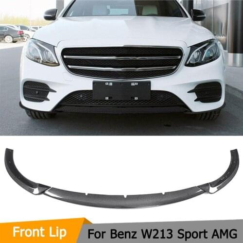 Car Front Bumper Lip Spoiler for Mercedes Benz E Class W213 E200 E300 E43 AMG Sport Sedan 4D 2017 2018 Front Lip Carbon Fiber