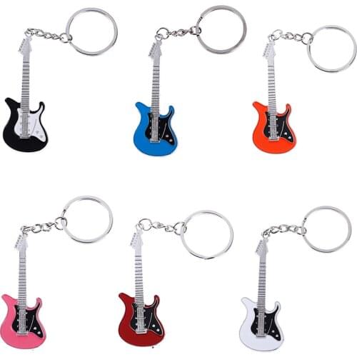 1 Piece Guitar Keychain Creative Design Bass Guitar Musical Instrument Keychain Gift Fashion Pendant