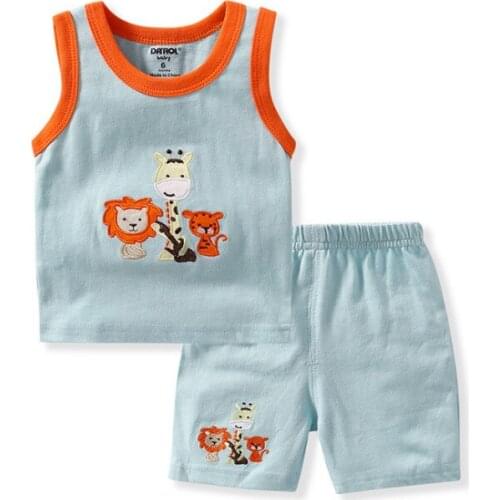 Danrol Colorful Childrens Set 0-36M shortsleeves Shirt + Shorts 100% Cotton Summer embroidered Boy Girl Baby Clothings
