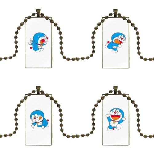 Doraemon Aggron Stonebreaker Fashion Glass Cabochon Pendant Rectangle Necklace Choker Necklace Jewelry For Girls Handmade Gift