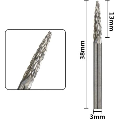 F3 Type Carbide Rotary File 10 Pieces 3Mm Shank Double Cut Rotary Burrs for Dremel Rotary Tools