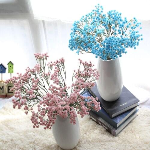 Artificial Gypsophila 65cm Fake Silk Flower Yellow Blue Pink Realistic Gypsophila Wedding Flower Bouquet Vase Ornament