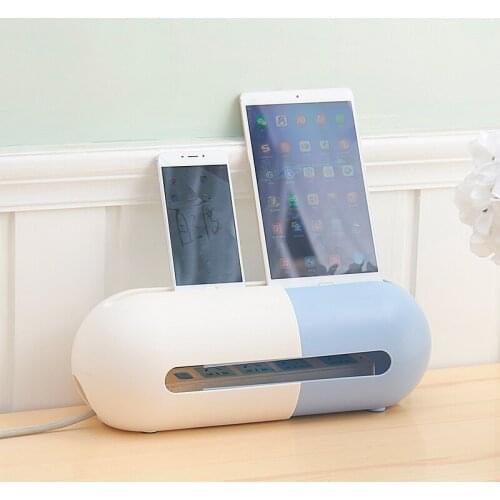 Creative capsule shape can be telescopic plastic power socket storage box home power cord storage box phone storage holder