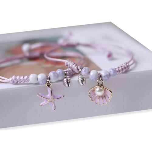 Creative Ceramic Woven Bracelet For Women Vintage Ethnic Style Handmade Starfish Shell Bracelets Girl Jewelry Accessories