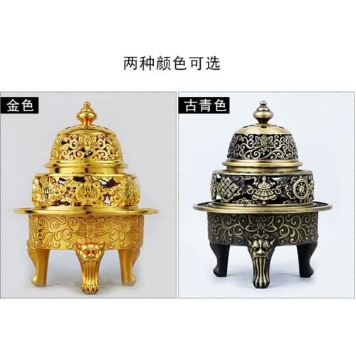 Tibetan Three-Legged Standing Sandalwood Incense Burner Eight Auspicious for Buddha Home