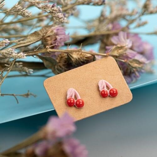 Forest Element Red Cherry Ceramic Earrings Exquisite Porcelain Accessories Wholesale #LY215