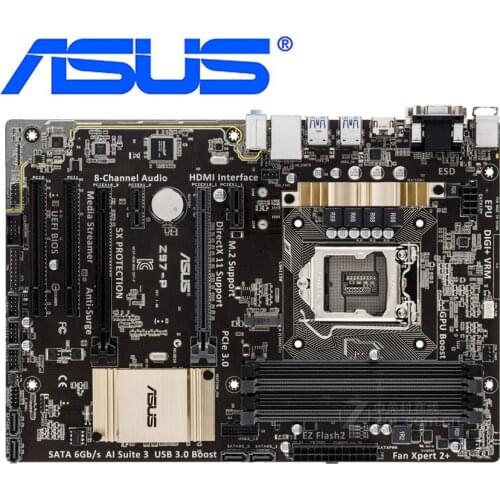 LGA 1150 DDR3 Z97 For ASUS Z97-P 100% Original Motherboard USB 3.0 32G Z97P Desktop Mainboard SATA 3 Motherboards PCI-E X16 Used