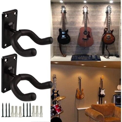 Electric Acoustic Guitar Display Metal Wall Hook Hanger Bracket Wall Mount Rack for 5 Selected Guitar and Bass