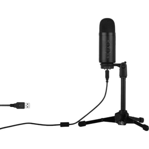 HFES USB Microphone Condenser Microphone With Volume Knob And 3.5Mm Monitor Headphone Jack For Live Broadcasting Games