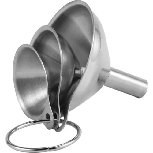3Pcs Multifunctional Stainless Steel Funnel Essentail Oil Water Spices Wine Flask Filter Funnel For Home Kitchen