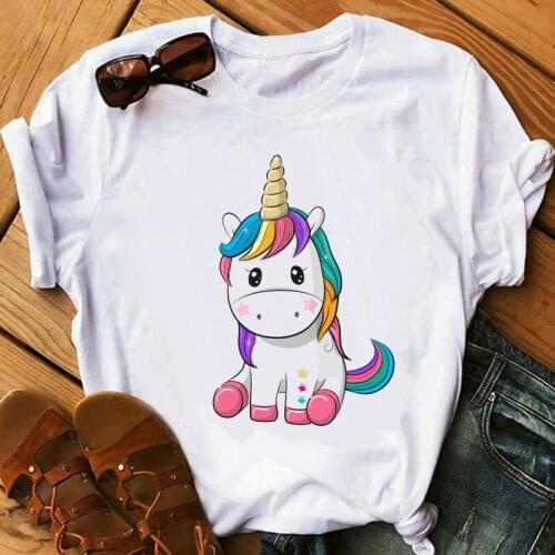 Fashion t-shirts cartoon animal summer top harajuku cute unicorn t shirt punk korean 90s aesthetic tops tshirt women clothes