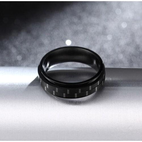 MOREDEAR 6mm Titanium Punk Black Rotated Ring Vintage Dull Polish Rings For Men Women 316L Stainless Steel Charms