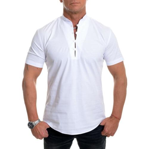 Mens Shirt Solid Black White Polyester Blended Pullover Button Collar Ultra Light Short Sleeve For Casual Mens Clothing