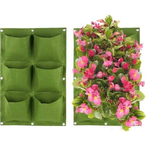 Wall Hanging Plant Bag Garden Pots Daisy Soil Planters Flower Strawberry Felt Grow Bags Pocket Green Supplies