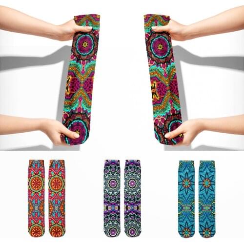 Mandala Printed Women Socks Funny Creative Ladies Cartoon Sock Happy colorful novelty skateboard Socks Hip Hop For Gifts