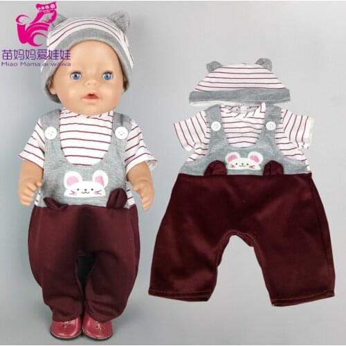 17 inch baby doll clothes 43cm Baby Doll grey stripe shirt sweater and pants
